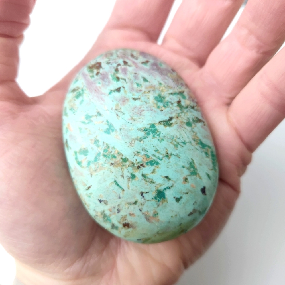 Peruvian Turquoise large palm stone - crystals gemstone rock